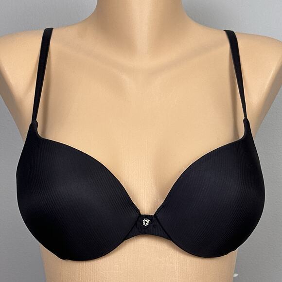 Vintage Vassarette Push Up Bra Size 34B Black Stripes Padded Underwire Lined - Picture 1 of 8